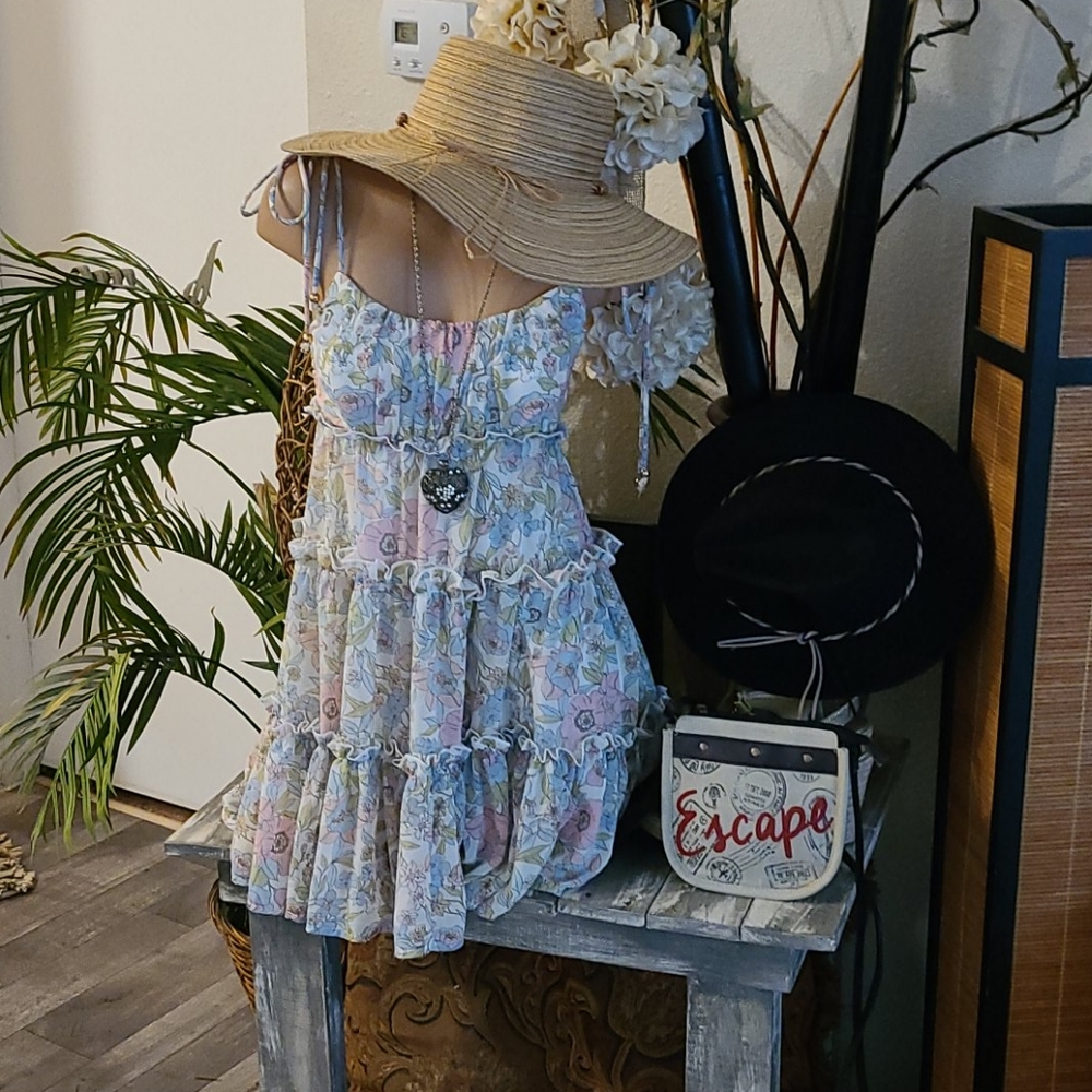 SUMMER NEW  MINI MULTI BO HO FLORAL RUFFLE  DRESS - Picture 5 of 16